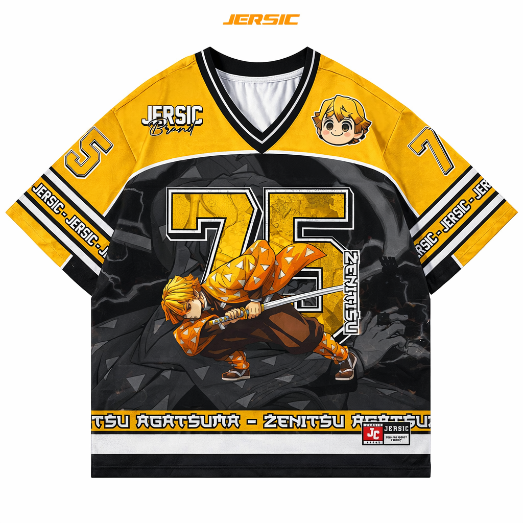 Demon Slayer Legacy – Zenitsu Over Sized Mesh Jersey