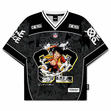 ⚪ Monkey D. Luffy – One Piece Black Edition Oversized Jersey