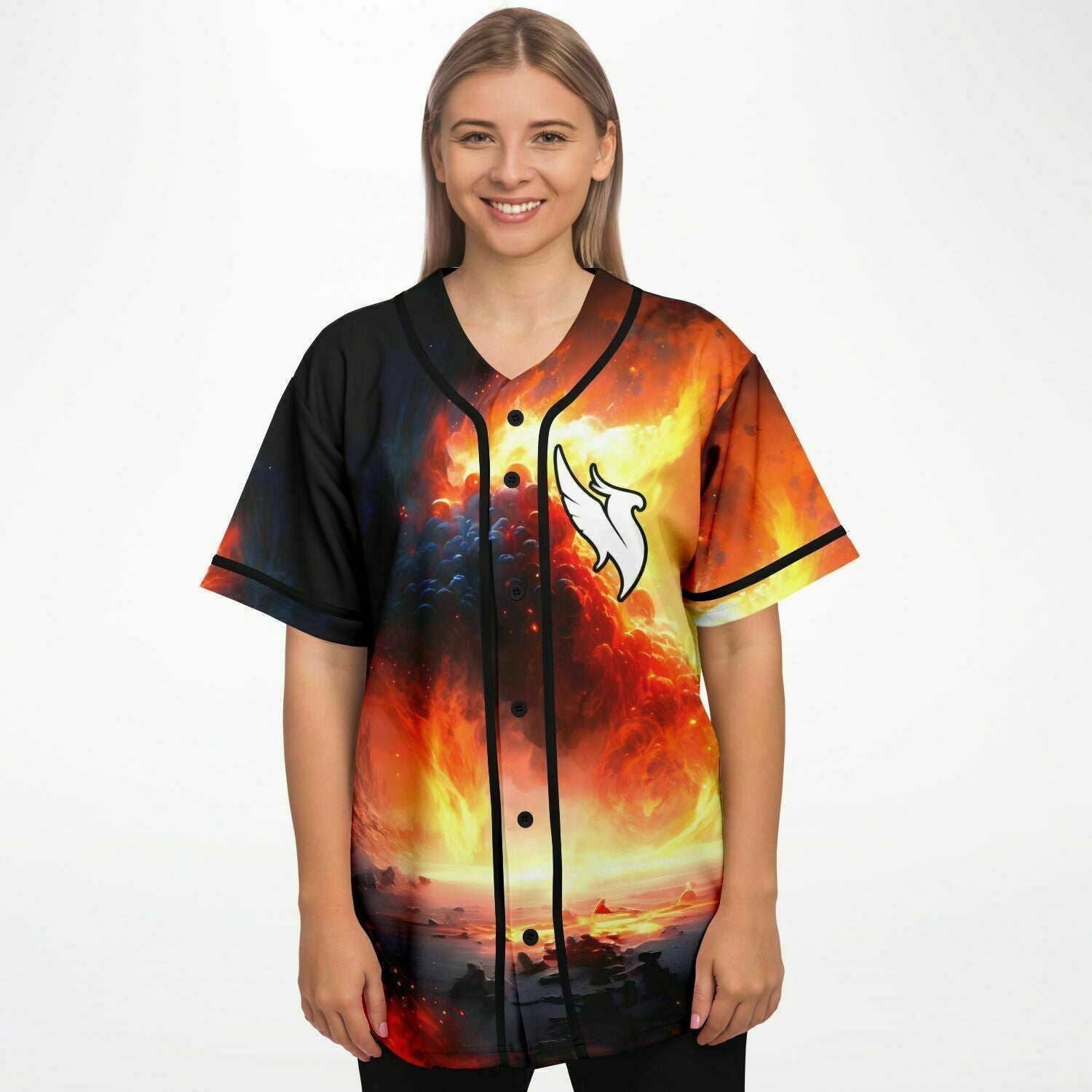 Fire phoenix rave baseball jersey