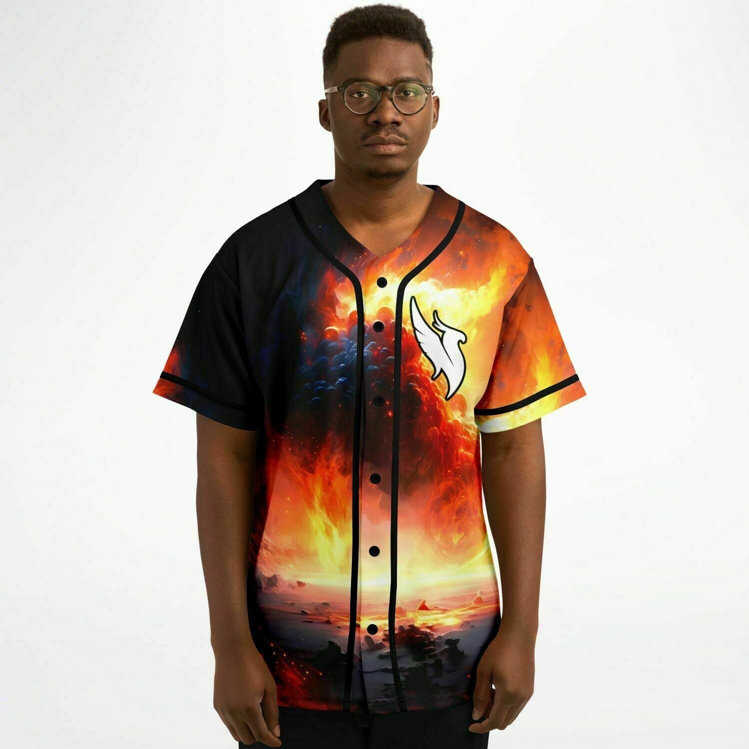 Fire phoenix rave baseball jersey