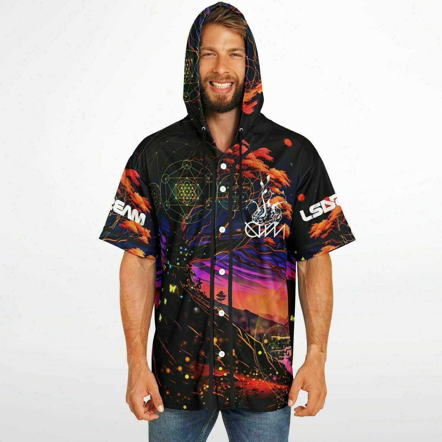 Badman Ganja white night jersey with Hood