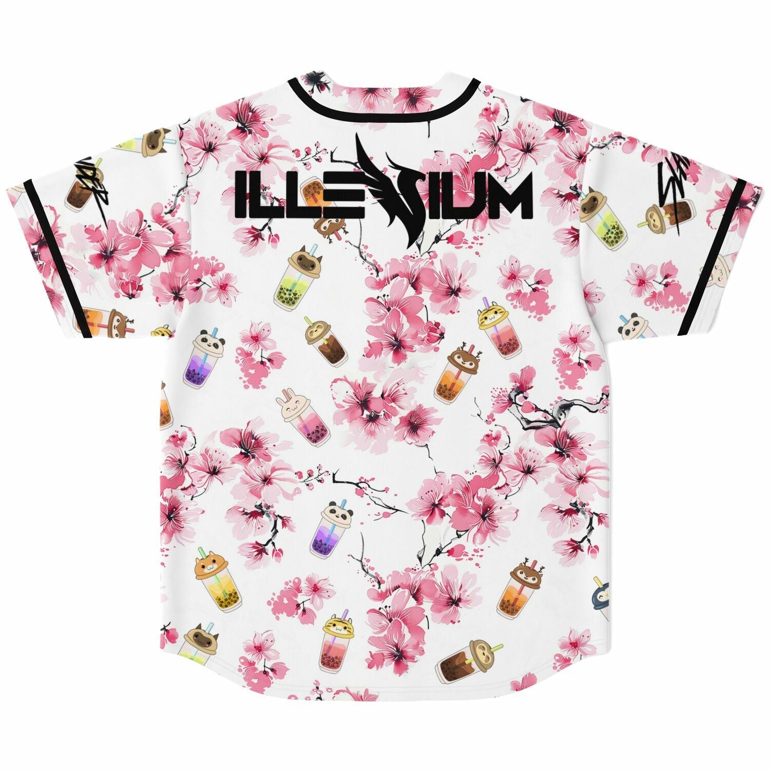 Sakura x Boba Tea cups Baseball Jersey