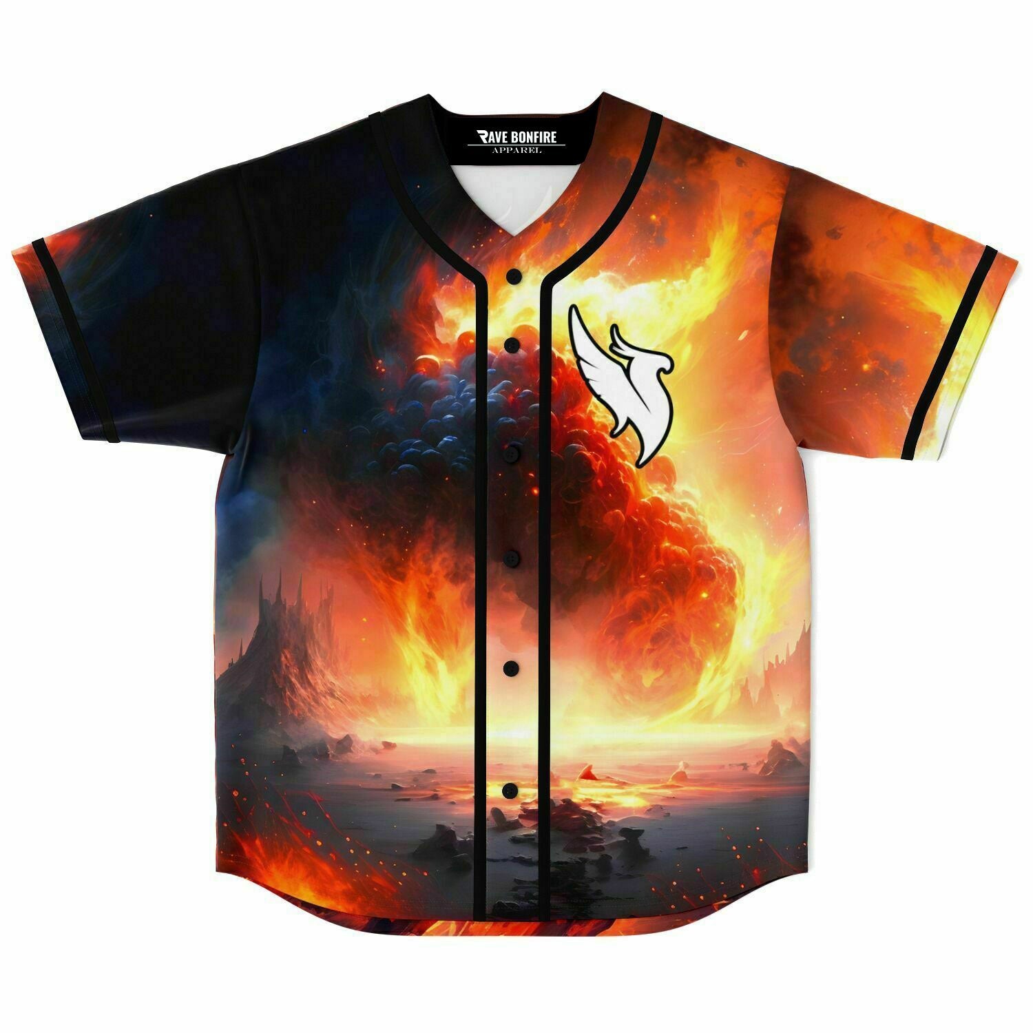 Fire phoenix rave baseball jersey