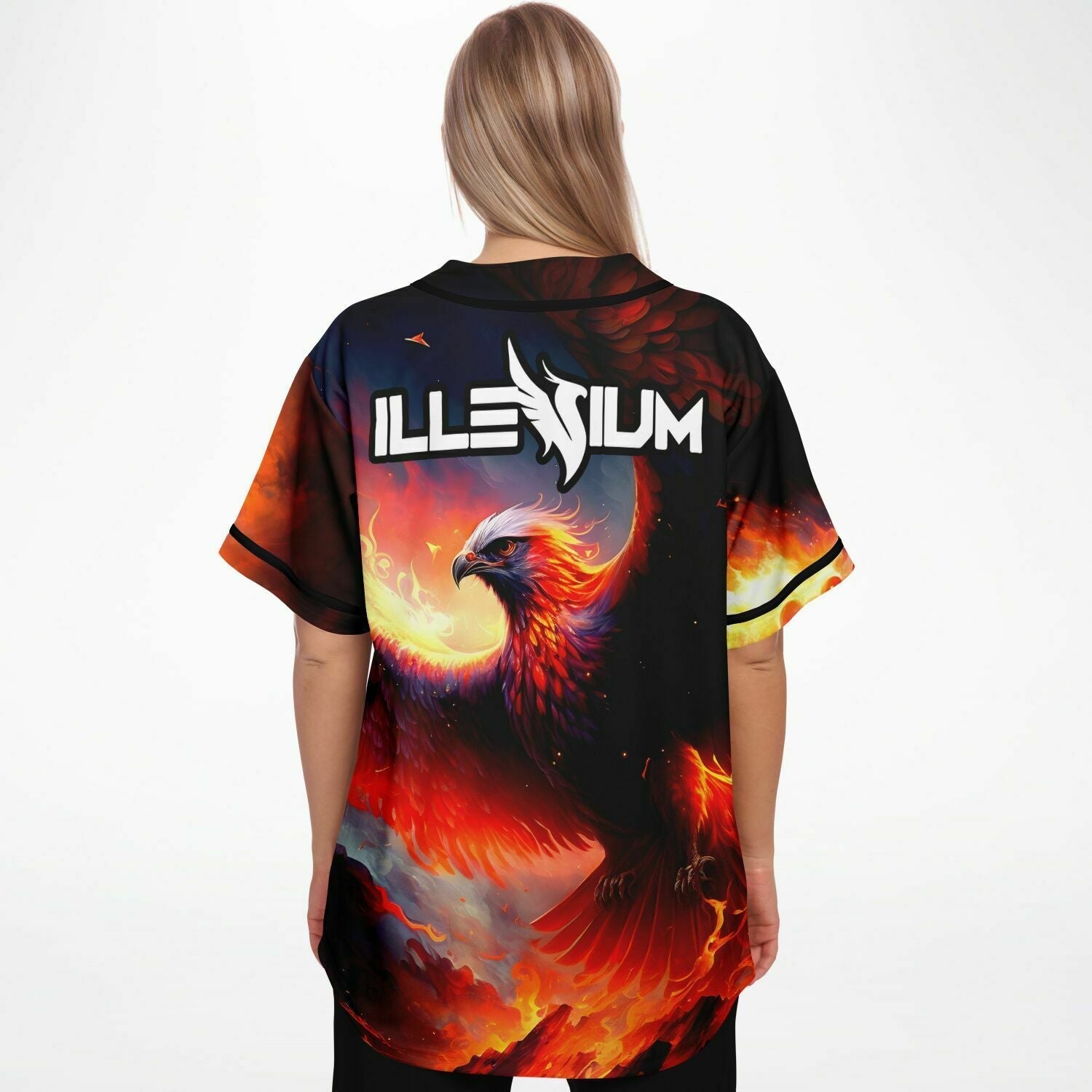 Fire phoenix rave baseball jersey