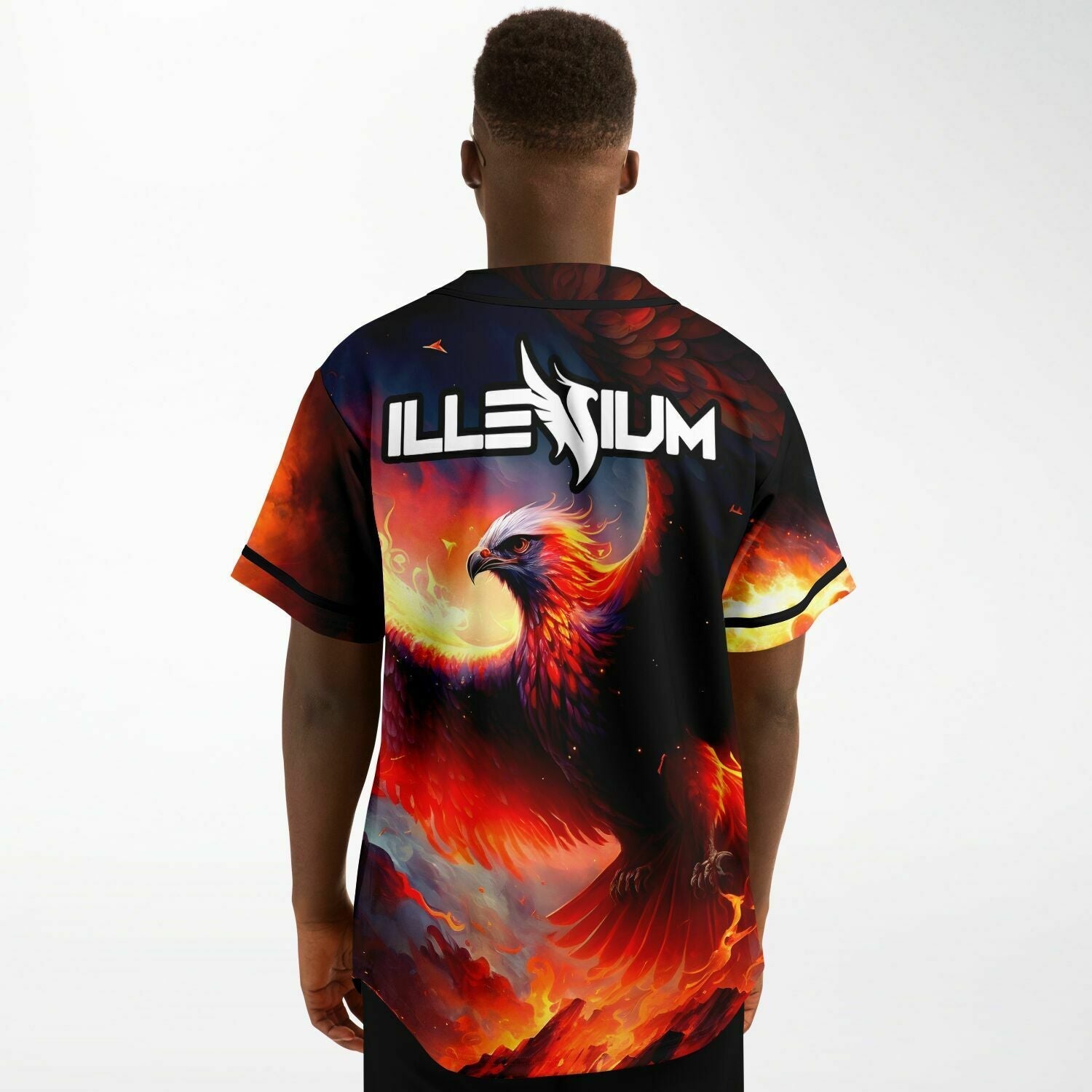 Fire phoenix rave baseball jersey