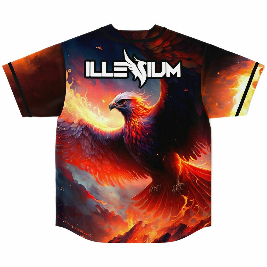 Fire phoenix rave baseball jersey
