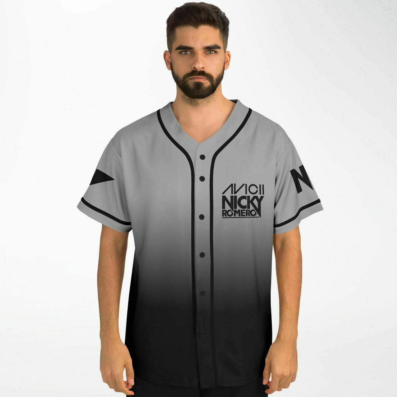 Edwin F Baseball Jersey (Gray and black)