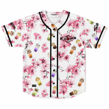 Sakura x Boba Tea cups Baseball Jersey