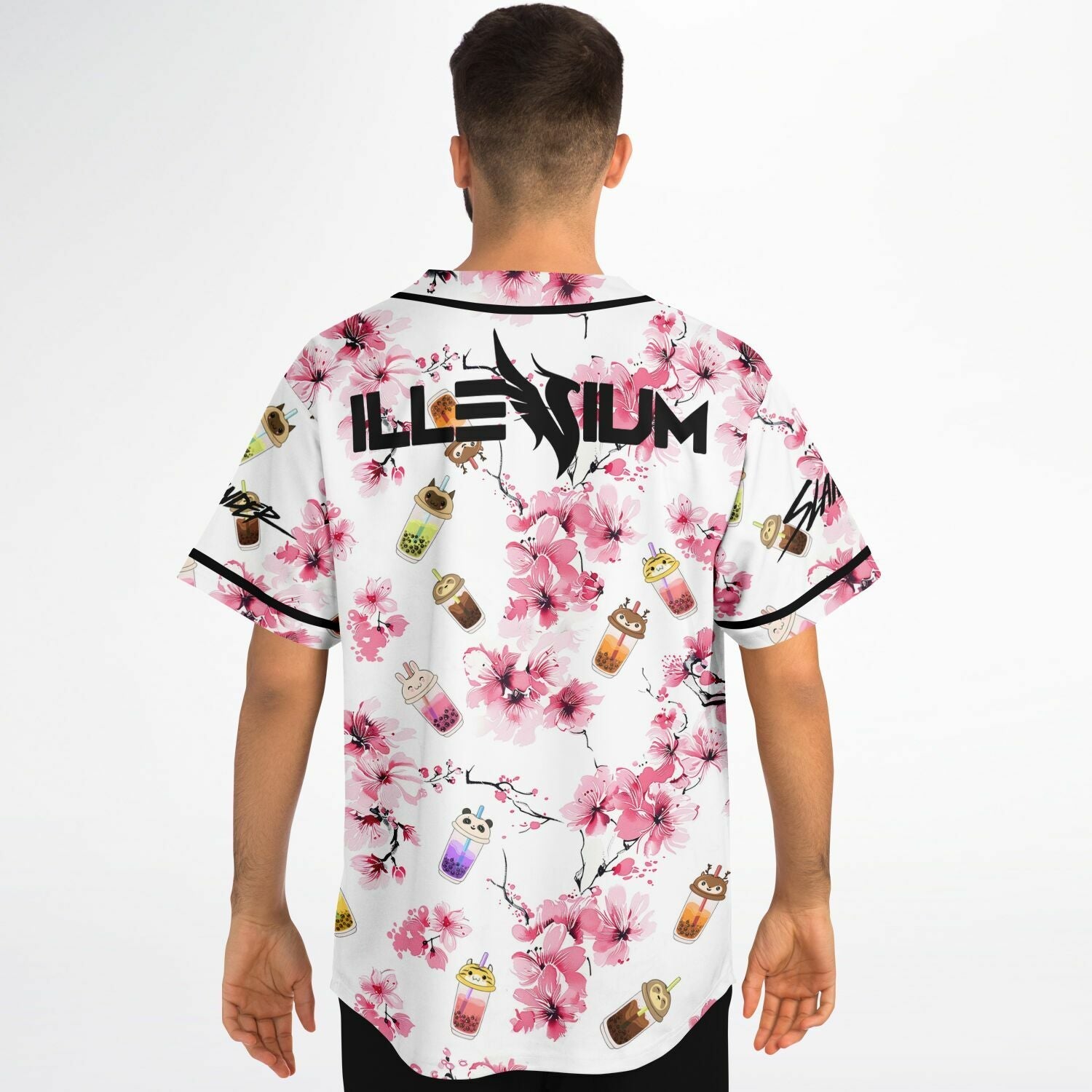 Sakura x Boba Tea cups Baseball Jersey